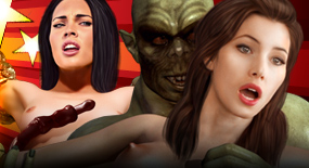 Sexy Hellywood chicks get their brains fucked out by an army of horrible pussy-hunting monsters!
