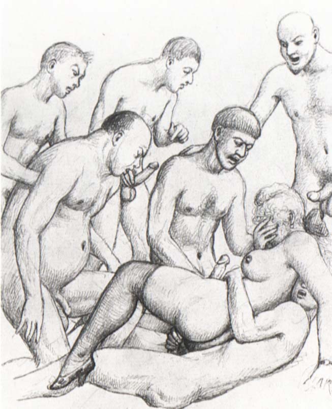 Gemischtrassiger Bruste Cartoon Gruppensex